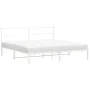 Metal bed frame with white headboard 193x203 cm by , Beds and slatted bases - Ref: Foro24-355420, Price: 100,37 €, Discount: %