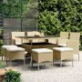 Garten-Essgruppe, 9-teilig, beiges synthetisches Rattan von , Gartensets - Ref: Foro24-3058350, Preis: 514,10 €, Rabatt: %