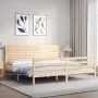 Bed frame with solid wood headboard 200x200 cm by , Beds and slatted bases - Ref: Foro24-3195046, Price: 196,76 €, Discount: %