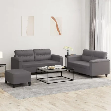 Gray synthetic leather 3-piece sofa set with cushions by , Sofas - Ref: Foro24-3202369, Price: 521,56 €, Discount: %