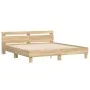 Sonoma oak bed frame with headboard and LED lights 200x200 cm by , Beds and slatted bases - Ref: Foro24-3207520, Price: 171,1...