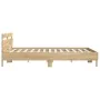 Sonoma oak bed frame with headboard and LED lights 200x200 cm by , Beds and slatted bases - Ref: Foro24-3207520, Price: 171,1...