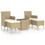 Garden dining set, 5 pieces, synthetic rattan, tempered glass, beige. by , Garden sets - Ref: Foro24-3058370, Price: 236,85 €...