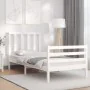 White solid wood bed frame with headboard 100x200 cm by , Beds and slatted bases - Ref: Foro24-3193847, Price: 108,36 €, Disc...