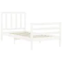 White solid wood bed frame with headboard 100x200 cm by , Beds and slatted bases - Ref: Foro24-3193847, Price: 108,36 €, Disc...