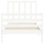 White solid wood bed frame with headboard 100x200 cm by , Beds and slatted bases - Ref: Foro24-3193847, Price: 108,36 €, Disc...