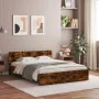 Bed frame with smoked oak headboard 140x200 cm by , Beds and slatted bases - Ref: Foro24-3207487, Price: 157,98 €, Discount: %