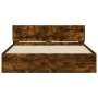 Bed frame with smoked oak headboard 140x200 cm by , Beds and slatted bases - Ref: Foro24-3207487, Price: 157,98 €, Discount: %