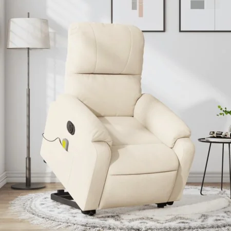 Electric massage chair with liftable recliner, beige fabric by , Armchairs - Ref: Foro24-3204955, Price: 341,22 €, Discount: %