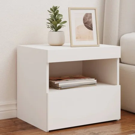 Bedside tables with LED lights, 2 units, white, 50x40x45 cm by , Nightstands - Ref: Foro24-836764, Price: 114,78 €, Discount: %