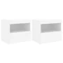 Bedside tables with LED lights, 2 units, white, 50x40x45 cm by , Nightstands - Ref: Foro24-836764, Price: 114,78 €, Discount: %