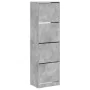 Shoe cabinet with 4 folding drawers concrete gray 60x42x204 cm by , Shoe racks and shoe organizers - Ref: Foro24-3214395, Pri...