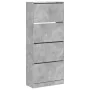 Shoe cabinet with 4 folding drawers concrete gray 80x34x187.5cm by , Shoe racks and shoe organizers - Ref: Foro24-3214381, Pr...