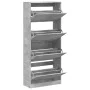 Shoe cabinet with 4 folding drawers concrete gray 80x34x187.5cm by , Shoe racks and shoe organizers - Ref: Foro24-3214381, Pr...