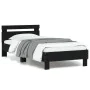 Bed frame with headboard and LED lights black 90x200 cm by , Beds and slatted bases - Ref: Foro24-838716, Price: 106,19 €, Di...