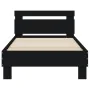 Bed frame with headboard and LED lights black 90x200 cm by , Beds and slatted bases - Ref: Foro24-838716, Price: 106,19 €, Di...