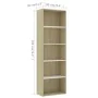 5-tier white and oak plywood shelf 60x30x189 cm by , Bookcases and shelves - Ref: Foro24-800995, Price: 95,76 €, Discount: %