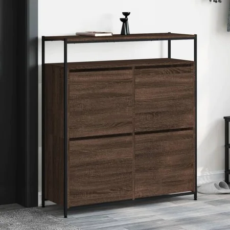 Shoe cabinet with 4 folding drawers oak brown 100x34x112 cm by , Shoe racks and shoe organizers - Ref: Foro24-3214417, Price:...