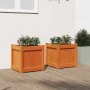 Outdoor planters 2 pcs solid wax brown pine wood by , Pots and planters - Ref: Foro24-837409, Price: 69,20 €, Discount: %