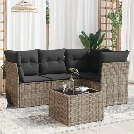 Garden sofa set with 5-piece synthetic rattan gray cushions by , Garden sets - Ref: Foro24-3217590, Price: 349,09 €, Discount: %