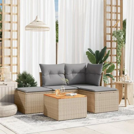 Garden sofa set with 5-piece synthetic rattan beige cushions by , Garden sets - Ref: Foro24-3223588, Price: 298,51 €, Discoun...