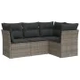 Garden sofa set 4 pieces with gray synthetic rattan cushions by , Garden sets - Ref: Foro24-3217580, Price: 279,86 €, Discoun...