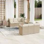 Set of 7-piece garden sofas and beige synthetic rattan cushions by , Garden sets - Ref: Foro24-3223489, Price: 543,88 €, Disc...