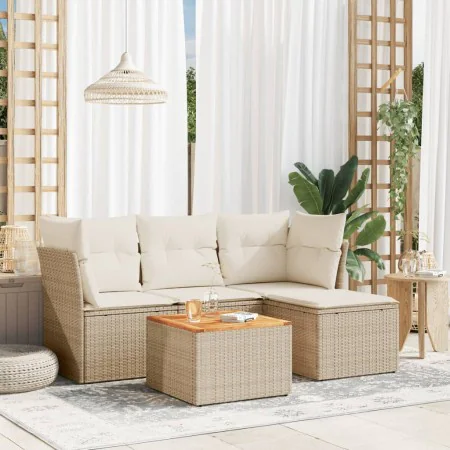 Garden sofa set with cushions 5 pieces beige synthetic rattan by , Garden sets - Ref: Foro24-3223608, Price: 349,47 €, Discou...