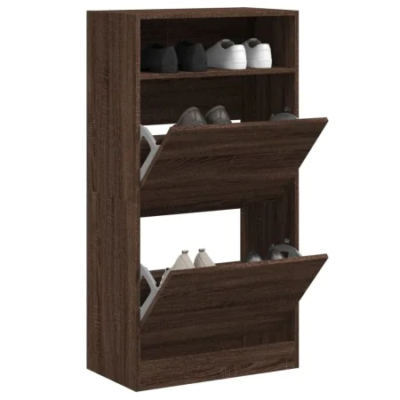 Oak brown engineered wood shoe rack 60x34x116 cm by , Shoe racks and shoe organizers - Ref: Foro24-840021, Price: 85,57 €, Di...