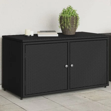 Schwarzer Gartenschrank aus PE-Rattan, 110 x 55 x 60,5 cm von , Aufbewahrungsboxen für den Außenbereich - Ref: Foro24-365567,...