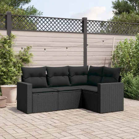 4-piece garden sofa set with black synthetic rattan cushions by , Modular outdoor sofas - Ref: Foro24-3251242, Price: 328,95 ...