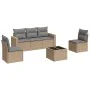 Garden sofa set with cushions 6 pieces beige synthetic rattan by , Modular outdoor sofas - Ref: Foro24-3251136, Price: 449,90...