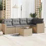 Garden sofa set with cushions 6 pieces beige synthetic rattan by , Modular outdoor sofas - Ref: Foro24-3251276, Price: 490,09...