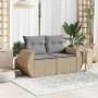 Garden sofa with 2-seater synthetic beige rattan cushions by , Outdoor sofas - Ref: Foro24-366107, Price: 208,95 €, Discount: %