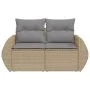 Garden sofa with 2-seater synthetic beige rattan cushions by , Outdoor sofas - Ref: Foro24-366107, Price: 208,95 €, Discount: %