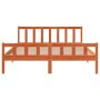 Bed frame with wax brown pine wood headboard 150x200 cm by , Beds and slatted bases - Ref: Foro24-844398, Price: 106,61 €, Di...