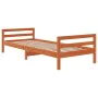 Wax brown solid pine wood bed frame 75x190 cm by , Beds and slatted bases - Ref: Foro24-844488, Price: 108,15 €, Discount: %