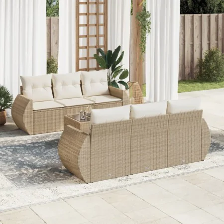 7-piece garden sofa set and beige synthetic rattan cushions by , Garden sets - Ref: Foro24-3221107, Price: 690,51 €, Discount: %