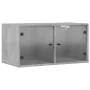 Concrete gray glass door wall cabinet 68.5x37x35 cm by , Lockers and storage cabinets - Ref: Foro24-836503, Price: 54,79 €, D...