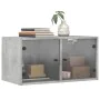 Concrete gray glass door wall cabinet 68.5x37x35 cm by , Lockers and storage cabinets - Ref: Foro24-836503, Price: 54,79 €, D...