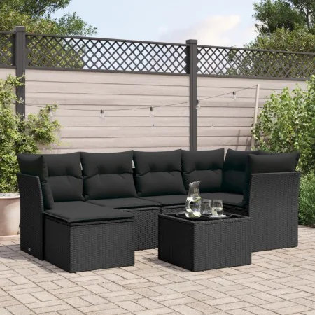 7-piece garden dining set and black synthetic rattan cushions by , Garden sets - Ref: Foro24-3217955, Price: 418,43 €, Discou...