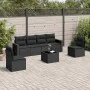 7-teiliges Garten-Esszimmerset und Kissen synthetisches Rattan schwarz von , Modulare Sofas für den Außenbereich - Ref: Foro2...