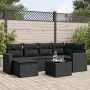 7-teiliges Garten-Esszimmerset und Kissen synthetisches Rattan schwarz von , Modulare Sofas für den Außenbereich - Ref: Foro2...