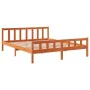 Bed frame with wax brown pine wood headboard 180x200 cm by , Beds and slatted bases - Ref: Foro24-844400, Price: 131,01 €, Di...