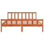 Bed frame with wax brown pine wood headboard 180x200 cm by , Beds and slatted bases - Ref: Foro24-844400, Price: 131,01 €, Di...