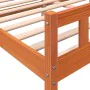 Bed frame with wax brown pine wood headboard 180x200 cm by , Beds and slatted bases - Ref: Foro24-844400, Price: 131,01 €, Di...