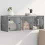 Wall-mounted furniture with gray glass doors and concrete finish, 102x37x35 cm. by , Lockers and storage cabinets - Ref: Foro...