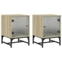 Mesitas noche con puertas vidrio 2 uds roble Sonoma 35x37x50 cm de , Mesitas de noche - Ref: Foro24-836523, Precio: 66,17 €, ...