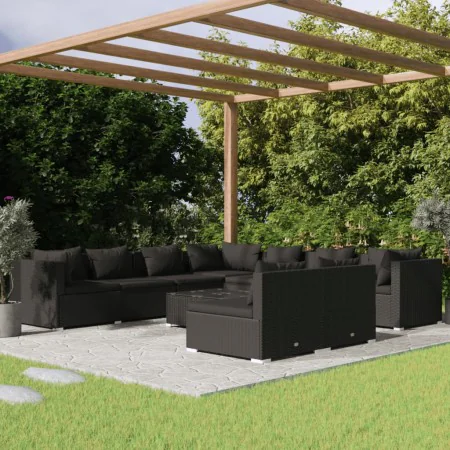 Garden furniture set, 10 pieces, with black synthetic rattan cushions. by , Garden sets - Ref: Foro24-3102424, Price: 1,00 €,...