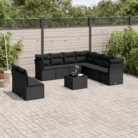 Garden sofa set 10 pieces with black synthetic rattan cushions by , Garden sets - Ref: Foro24-3217845, Price: 631,49 €, Disco...